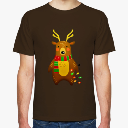 Футболка с принтом Новогодний медведь