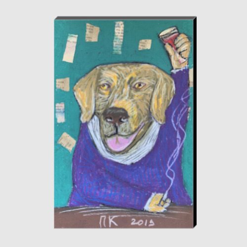 Холст с принтом Курящий и пьющий пес