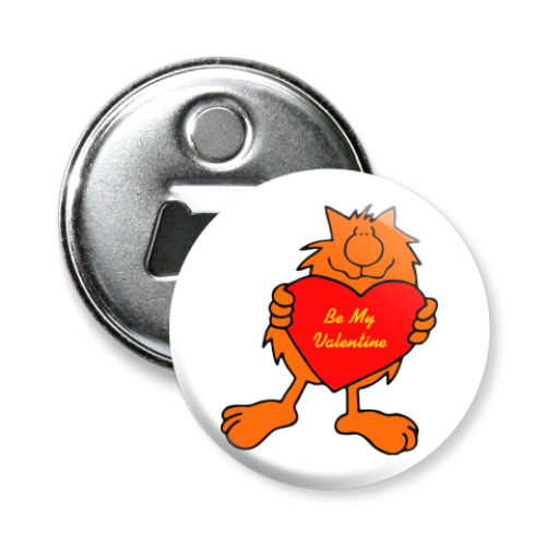 Магнит-открывашка с принтом Be my Valentine