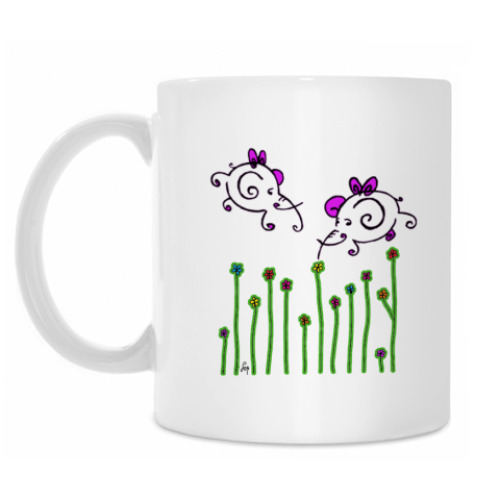 Кружка с принтом Летающие слоники