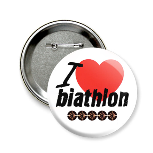 Значок 58мм с принтом Love biathlon