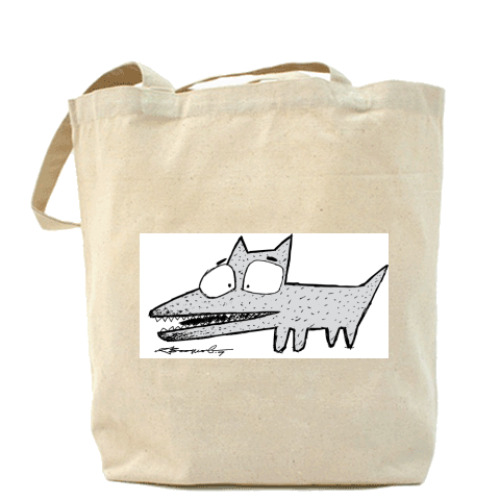 Сумка шоппер с принтом 'Крези волк'