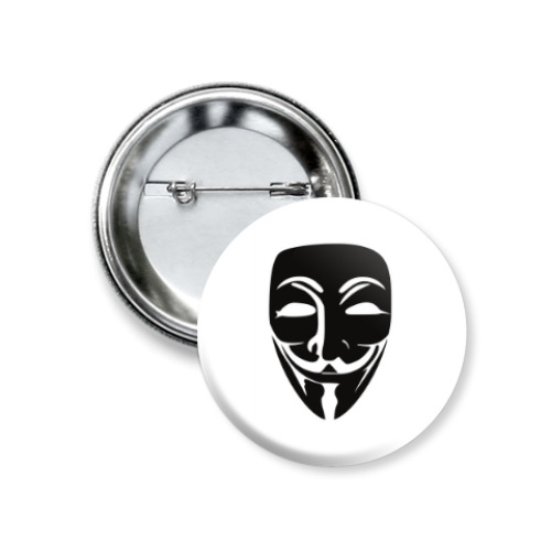 Значок 37мм с принтом вендетта, анонимус, Гай Фокс