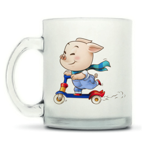 Кружка матовая с принтом Хрюндель на самокате