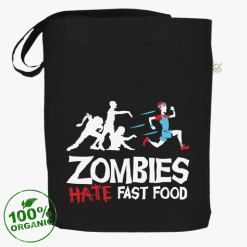 Сумка шоппер с принтом  Zombies hate fast food