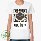 Женская футболка из органик-хлопка QR КОТ