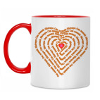 Двухцветная кружка Сердце с  Ом намах Шивайя