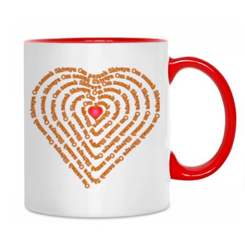 Кружка с принтом Сердце с  Ом намах Шивайя