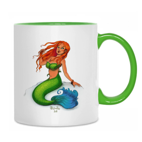 Кружка с принтом 'Рыжая русалочка'