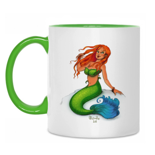 Кружка с принтом 'Рыжая русалочка'
