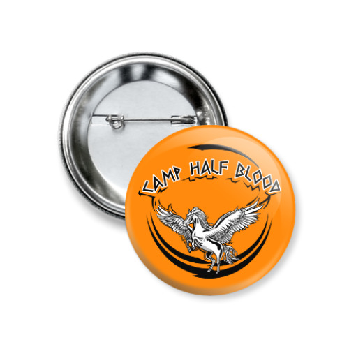 Значок 37мм с принтом Camp Half Blood. Лагерь полукровок. Перси Джексон