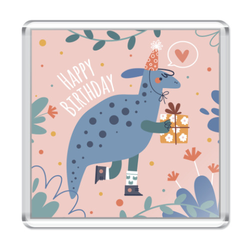 Магнит с принтом Happy Birthday