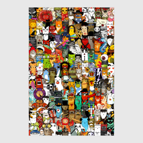 Постер с принтом Великие ученые, музыканты, художники в виде котов