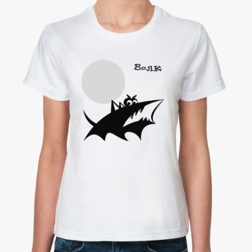 Классическая футболка с принтом Волк