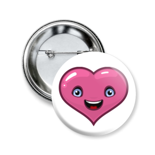 Значок 50мм с принтом сердце-ангел