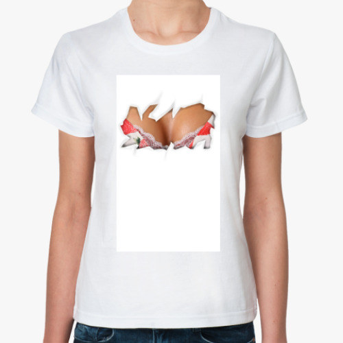 Классическая футболка с принтом Голая грудь