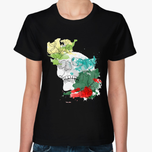Женская футболка с принтом Декабрьский череп
