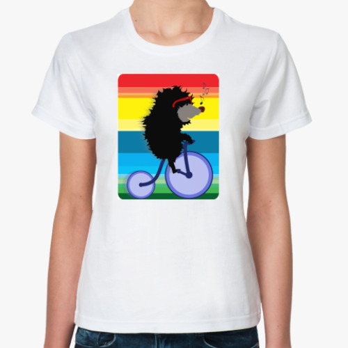 Классическая футболка с принтом Ёжик в тумане