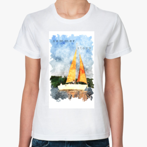 Классическая футболка с принтом волга - матушка