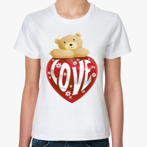Классическая футболка с принтом Bear Love