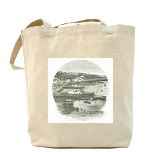 Сумка шоппер с принтом Портовый город (винтаж)