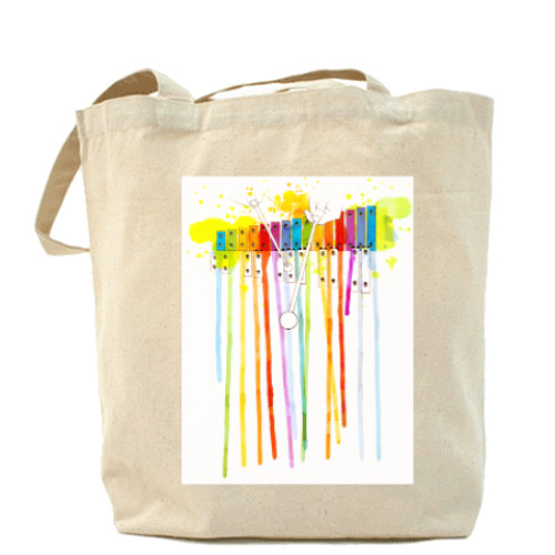 Сумка шоппер с принтом Металлофон. Мелодия на радуге