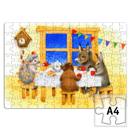 Пазл с принтом Ежик встречает Новый год