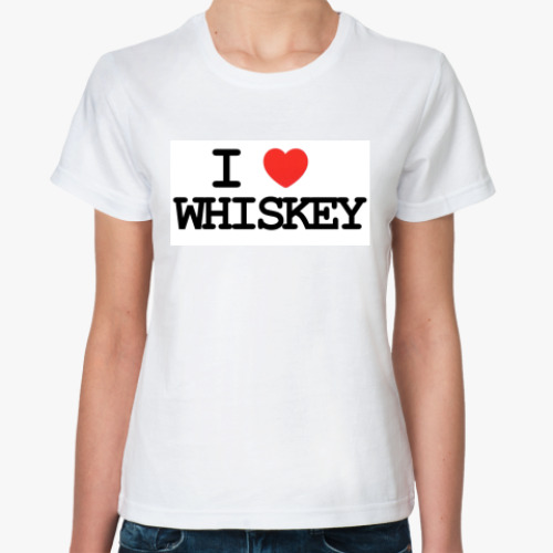 Классическая футболка с принтом  I love whiskey