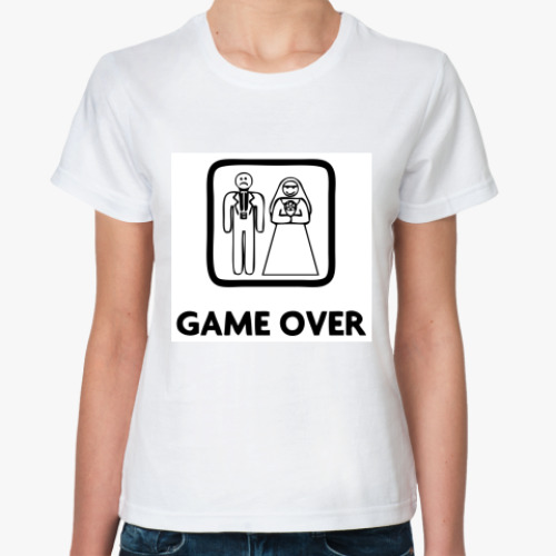 Классическая футболка с принтом Game Over