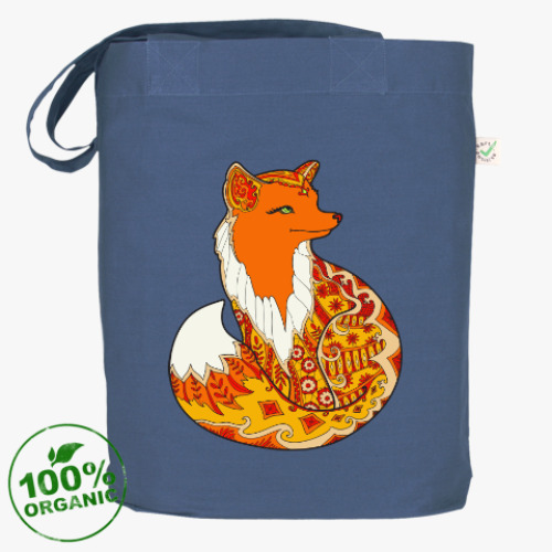 Сумка шоппер с принтом Изящная лиса зентангл