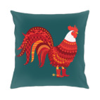 Подушка 35x35 см с цветной обратной стороной год Петуха