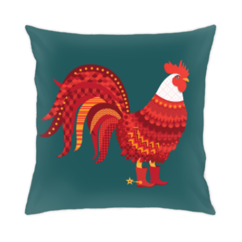 Подушка с принтом год Петуха