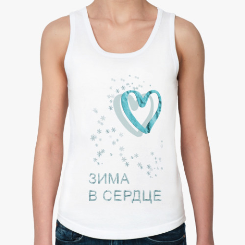 Женская майка с принтом Зима в сердце