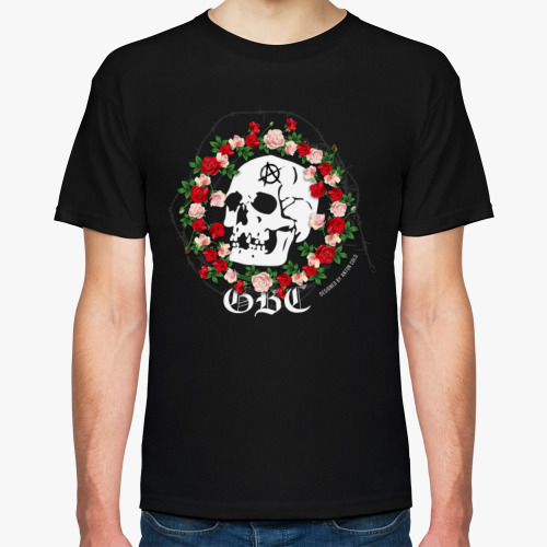 Футболка с принтом GBC, череп, розы