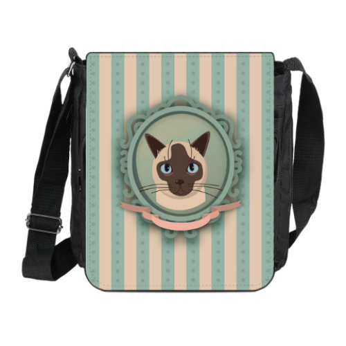 Сумка на плечо (мини-планшет) с принтом Сиамский кот