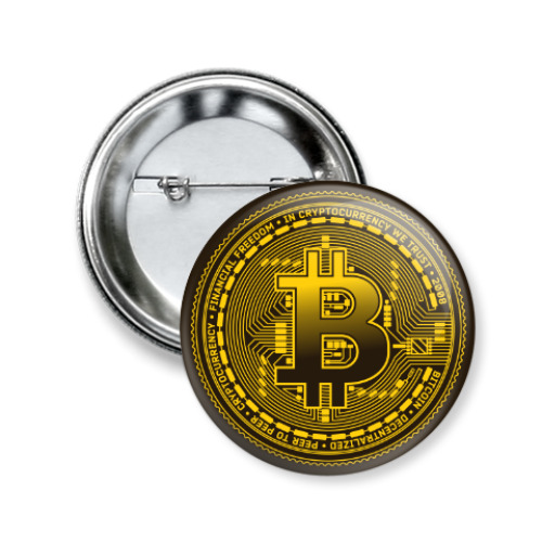 Значок 50мм с принтом Bitcoin BTC Coin