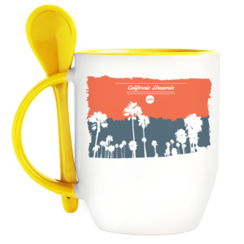Кружка с ложкой с принтом Город в Калифрнии (USA)