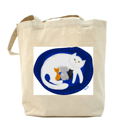 Сумка шоппер с принтом кошка