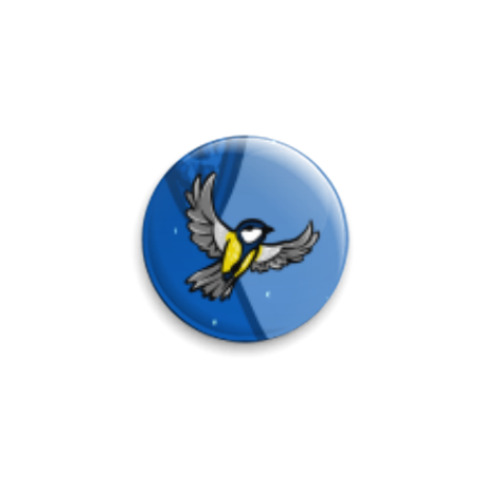 Значок 25мм с принтом Синичка