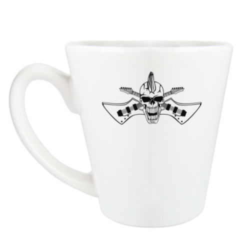 Чашка Латте с принтом череп с гитарой