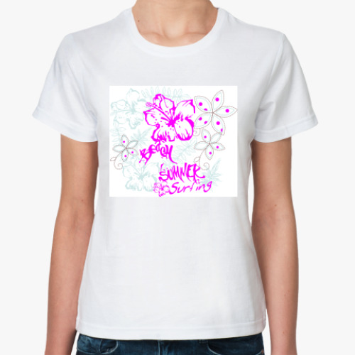 Классическая футболка с принтом Лето