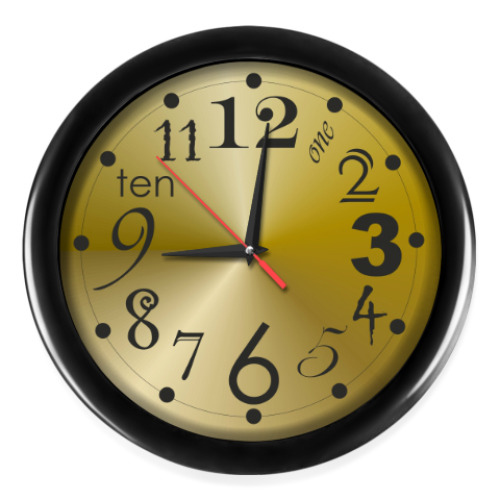 Настенные часы с принтом Золотой циферблат