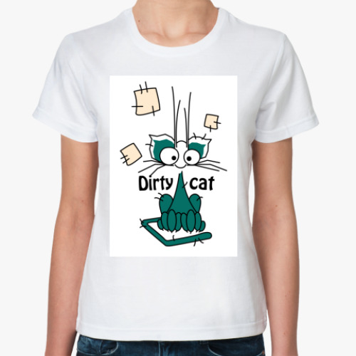 Классическая футболка с принтом Кот