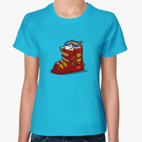 Женская футболка с принтом Лыжекот — Пятничный Котик №41