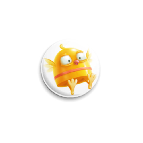 Значок 25мм с принтом Веселый птах