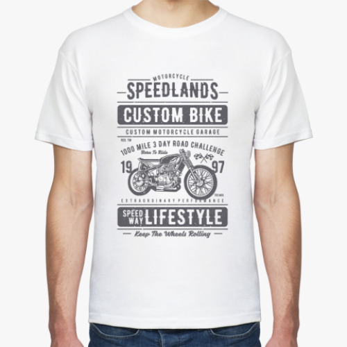 Футболка с принтом Custom Bike Motocycle Speedlands Real Biker
