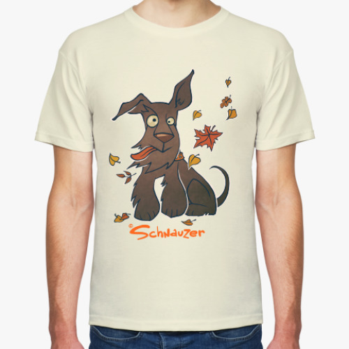 Футболка с принтом Осенний шнауцер