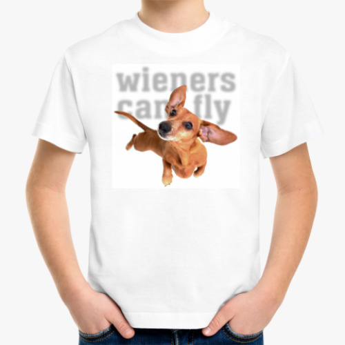 Детская футболка с принтом  Wieners Can Fly