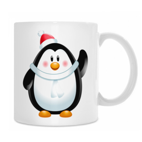 Кружка с принтом Новогодний Пингвин