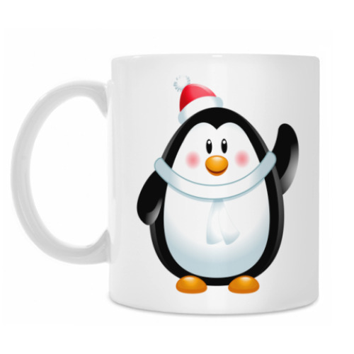 Кружка с принтом Новогодний Пингвин